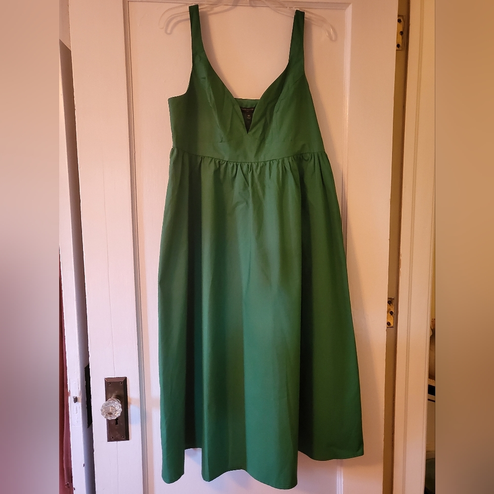 Empire-waist poplin midi dress